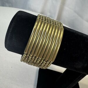 Gold-Tone Boho Polished Multi Strand Wire Wrap Cuff Statement Bracelet